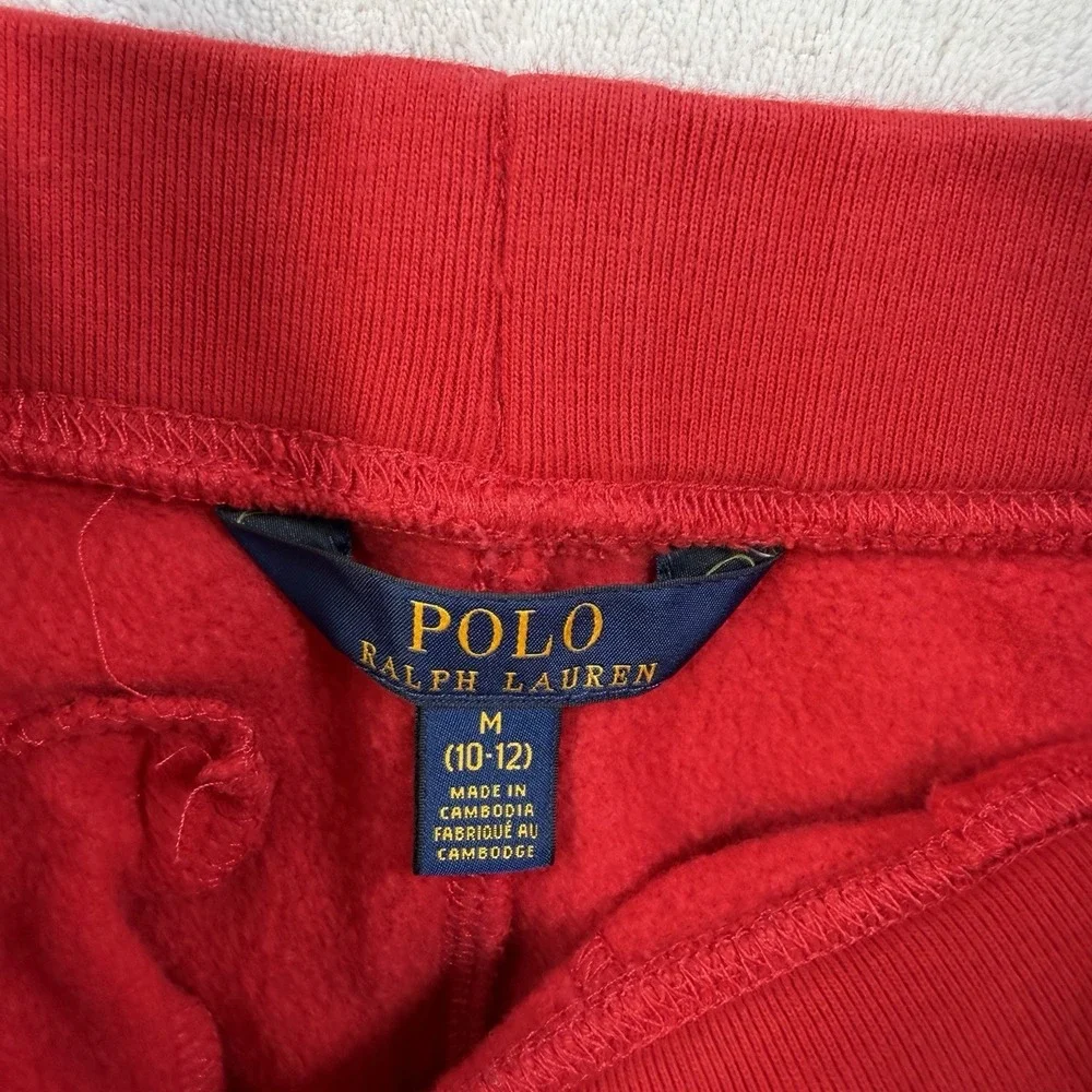 Polo Ralph Lauren Boys Red Fleece Jogger Pants Size M 10-12